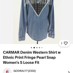 Carmar Blue Denim Shirt with Fringe